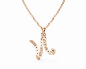 Pendentif Lettara Initial N en diamant de laboratoire de 0,569 carat, collier lettre 22 pièces en or jaune, rose ou blanc 9K, 14K, 18K, cadeau de bijoux - Product Image 6