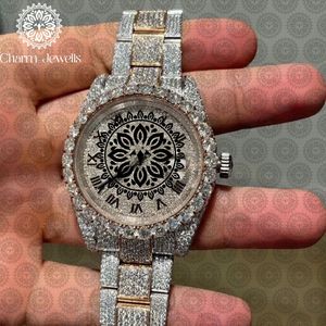 Montre de luxe pour homme Charm_Jewells en acier inoxydable, boîtier de 40 mm, mouvement mécanique analogique, accents de diamants, résistance à l'eau 10 bars - Product Image 3
