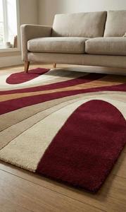 Alfombra de Lana Abstracta de Pelo Medio, Antideslizante, Hecha a Mano, con Diseño Curvo Moderno para Sala de Estar, Dormitorio, Hotel u Oficina - Product Image 5