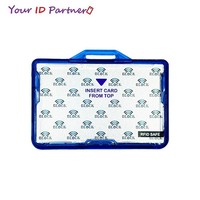 Azul RFID Bloqueo Nombre Titular de la tarjeta de plástico