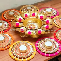 Bougeoir en métal Lotus Urli, décoration de table pour mariage, Pooja Diya, décoration festive Diwali, moderne, de haute qualité, durable