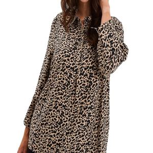 Chemisier Tunique Femme Imprimé Léopard Manches Longues Viscose Coupe Ample Décontractée Grande Taille Printemps Été Boutonné - Product Image 4