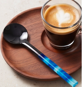 Cuillères à café noires avec manches dégradées bleues, design minimaliste, compatibles lave-vaisselle, pour fêtes et hôtels - Product Image 6