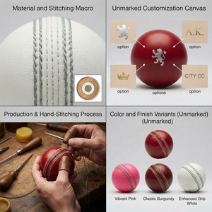 <b>White</b> PU Vintage <b>Cricket</b> Ball Hand-Stitched Eco-Friendly Lightweight Ambidextrous Durable Match Training Outdoor Adult Play - Product Image 4