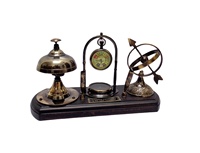 ADIBA HOME DECOR Sphère Armillaire Nautique en Laiton avec Base en Bois - Impression Personnalisée, Moulage Élégant et Durable, Décoratif