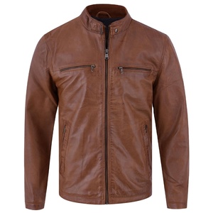 New Winter <b>Men's</b> Genuine Leather <b>Jacket</b> Zipper Style Customized Front Logo <b>Long</b> Sleeves Wholesale Fashion High Quality - Product Image 1
