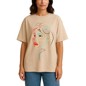 100% coton biologique solide T-shirts personnalisés décontracté filles coupe ample T-shirts fabriqués au Bangladesh Sublimation imprimé t-shirts pour femmes - Product Image 1