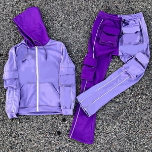 2025 conjunto de chándal deportivo de invierno para hombre, ropa de abrigo con capucha y cierre de cordón, pantalones Cargo transpirables de secado rápido - Product Image 5