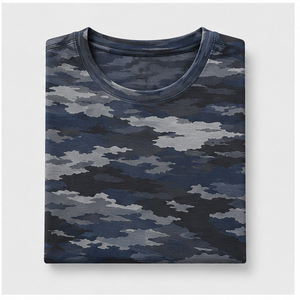 เสื้อยืดคอกลมแขนสั้นลายพรางคลื่นแตกสีน้ำเงินแบบกำหนดเองสำหรับผู้ชาย รุ่น MTS-CAMO-0010 - Product Image 5