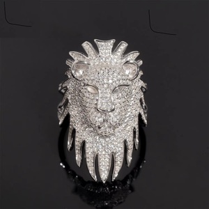 ZAWO HOUSE 3D Animal <b>Ring</b> 925 <b>Silver</b> VVS1 Moissanite <b>Men</b> Diamond <b>Rings</b> Lion Head Ice Out Hip Hop <b>Ring</b> Rapper Jewelry - Product Image 6