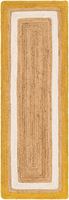 Tapis de couloir tissé à la main en jute naturel jaune et blanc avec bordure pour cuisine, couloir, entrée, décoration intérieure