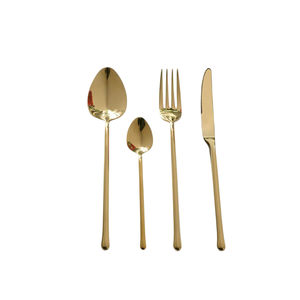 Ensemble de couverts plaqués or de qualité supérieure, manches martelées artisanales, finition laiton poli durable, cuillères et fourchettes, ensemble de couverts de table - Product Image 3