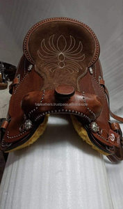 La silla de montar a caballo marrón oscuro Western Pleasure Trail de cuero genuino hecha a mano más vendida disponible a granel a precio al por mayor - Product Image 5