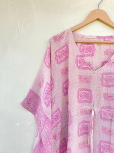 Kaftan de seda reciclada, Kaftan de seda Vintage para mujer, Kaftan de seda hermoso y ligero - Product Image 2