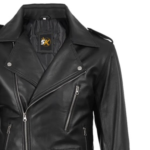 Men Embossed PU Leather Windproof Biker <b>Jacket</b> with Polyester Wadding <b>Silver</b> Zipper Belt Black Casual Moto Coat - Product Image 5