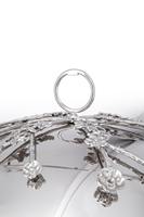 Plat de service rond de luxe en acier inoxydable pour buffet, chauffe-plat professionnel avec poignée florale haute – Vente en gros