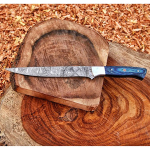 Couteau à fileter en acier Damas, lame de 8 pouces, design ambidextre, couteau utilitaire de pêche et de chasse sur mesure, manche en Pakkawood, le meilleur pour les chefs - Product Image 1