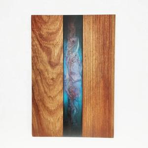 Tabla de Cortar Rectangular de Madera de Acacia y Resina, Estilo Elegante, con Patrón de Olas Azules, Plato para Servir, Mejor Precio - Product Image 2
