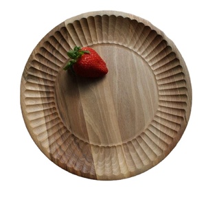 hot selling Acacia wooden charger plate set of four rustic round dinner plates wood <b>table</b> chargers for dining parties events - Product Image 1