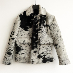 Luxurious Custom Cowhide Leather Jacket Men Winter Warm Faux Fur <b>Coat</b> Cow Print Streetwear Outerwear High Quality Factory Price - Product Image 1