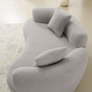 Divano a Due Posti Curvo Grigio da 66,93 Pollici, in Tessuto Teddy Velvet con Spugna a Compressione Totale, Nessun Montaggio Richiesto per Uso in Soggiorni Compatti - Product Image 6