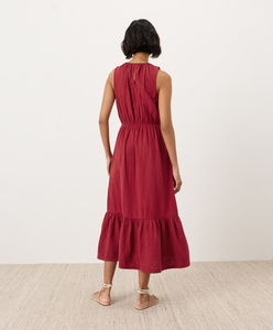Robe midi d'été pour femme, sans manches, fluide, style bohème, longue, évasée, à volants, en coton, pour la plage et les fêtes - Product Image 3