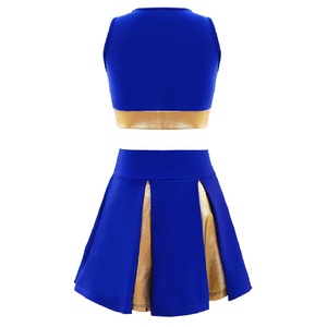 Uniforme de pom-pom girl personnalisé pour filles, sans manches, col en V, lettre imprimée, haut court avec taille élastique, jupe - Product Image 4