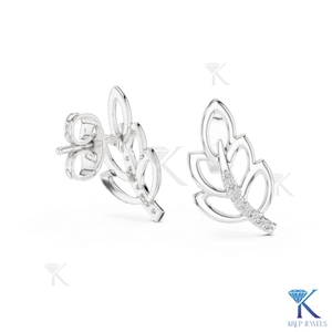 ต่างหูเพชร CVD แบบปลูกในห้องปฏิบัติการ รูปใบไม้ลายเถาวัลย์ ทองคำแท้ 14K ดีไซน์หรูหรา เรียบง่าย สำหรับผู้หญิง - Product Image 1