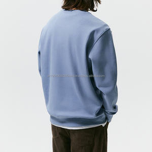 Sweat-shirt personnalisé Oem pour homme Streetwear Col ras du cou Patch en caoutchouc bleu ciel uni 80% coton 20% polyester Sweatshirts - Product Image 3