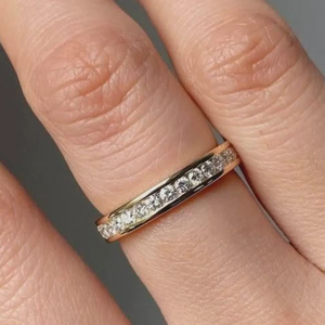 แหวนแต่งงานเพชรทรงกลมเพาะเลี้ยงในห้องปฏิบัติการ ชุดแหวนทองคำแท้ 14K หรูหรา สำหรับงานรับปริญญา งานเลี้ยงฉลอง ของขวัญสำหรับเธอ - Product Image 1