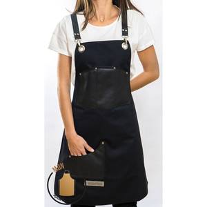Customized Canvas Barista <b>Apron</b> Unisex Coffee Shop Uniform Adjustable Leather Strap Vest Wholesale Commercial <b>Kitchen</b> - Product Image 1