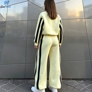 Custom Logo <b>Women's</b> Premium Cotton Fleece Tracksuit Set Zip Front <b>Jacket</b> Loose Fit Sweatpants Wholesale Clothing OEM Services - Product Image 4