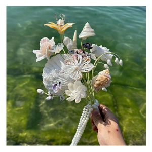 Coquillage mariage fleur bouquet fait main pour plage mariée Coquillage mariage fleur océan thème bouquet de mariée décor côtier cadeau - Product Image 6