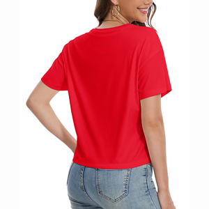 T-shirt court pour femme 100 % coton, coupe oversize, avec logo personnalisé, manches courtes, col rond, idéal pour l'entraînement et les sorties - Product Image 2