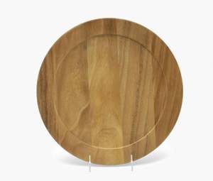 Assiette de service en bois finition naturelle, idéale pour la vaisselle de restaurant élégante et comme plateau de service raffiné - Product Image 4