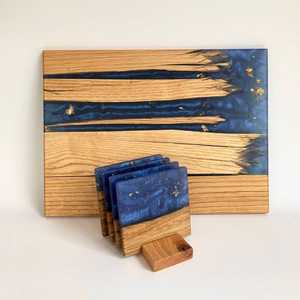 luxury Acacia Wood Resin Coaster <b>Set</b> Handmade Beverage Coasters <b>for</b> <b>Dining</b> <b>Table</b>, Coffee <b>Table</b>, Home Bar & Kitchen Decor - Product Image 6