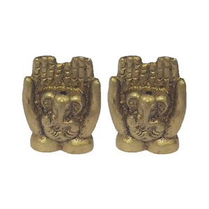 Juego de 2 mini esculturas de latón de mano Ganesha, palo de incienso y soporte de Agarbatti para uso en el hogar, la Oficina o el templo, artículo Pooja - Product Image 1