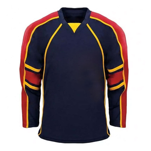 Jersey de Hockey sobre Hielo con Cuello en V para Hombre, Manga Larga, Sublimado, Absorbente de Humedad, Poliéster, Ropa Deportiva, Corte Regular para Adultos - Product Image 1