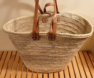 Handwoven <b>Straw</b> <b>Bag</b> with Leather Accents - French Market Basket, Eco-Friendly Grocery Tote, Stylish French Market <b>Bag</b> - Product Image 1