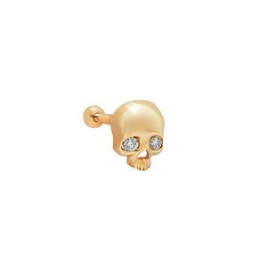 Pendiente de Hélice con Calavera de Oro de 14K y Diamantes, Joyería de Cartílago con Diamantes Cultivados en Laboratorio, Regalo de Halloween para Mujer - Product Image 1