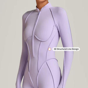 Combinaison sans manches ZULARI IMPEX pour femme, sans couture, zippée, longueur intégrale, couleur unie, ajustée, vêtements de sport en coton, col montant - Product Image 6
