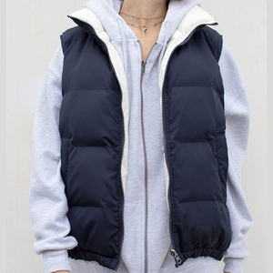 Gilet matelassé oversize noir tendance en toile respirante et écologique pour homme, sans manches, avec fermeture éclair, style streetwear - Product Image 5