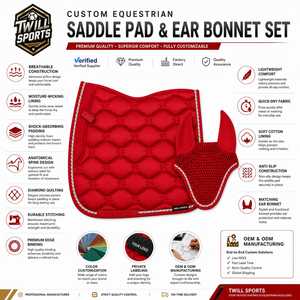 Juego de Ropa de Montar Unisex: Manta de Silla de Montar Acolchada Roja de Sarga Deportiva y Cubrecuello de Malla, Tejido Transpirable de 140g con Estampado Digital - Product Image 5