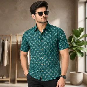 Floral Print 100% Cotton Casual Breathable Knitted Broadcloth <b>Summer</b> <b>Shirt</b> ODM - Product Image 1