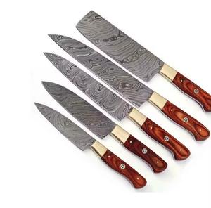 5-Piece Damascus Steel <b>Knife</b> <b>Set</b> Wooden Handle 96-Layer Polished Blade <b>Sharp</b> Chef <b>Knives</b> Ambidextrous - Product Image 2