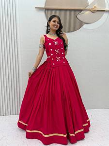 Ensemble Kurti en Georgette Brodé pour Femme, Robe Indienne et Pakistanaise Sans Manches Coupe Évasée pour Mariage, Fête et Festival - Product Image 2
