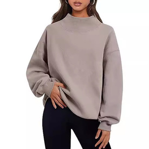 Custom Logo Sequined Crystal Crew Neck Sweatshirt 2025 Fall Winter Solid Loose Front Design for Women - Product Image 3