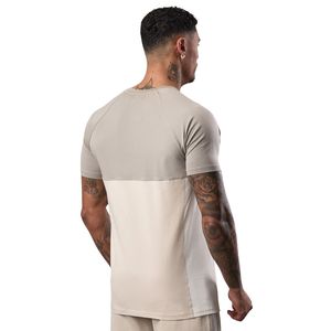 Camiseta Deportiva de Manga Corta para Hombre, con Paneles en Contraste, Color Beige, Transpirable, Ligera, para Gimnasio, Entrenamiento, Running y Fitness - Product Image 2