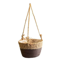 Pot Tanaman Gantung Anyaman Rumput Laut Buatan Tangan Gaya Bohemian Keranjang Bunga Rustic dengan Gantungan Tali untuk Penggunaan Dalam dan Luar Ruangan