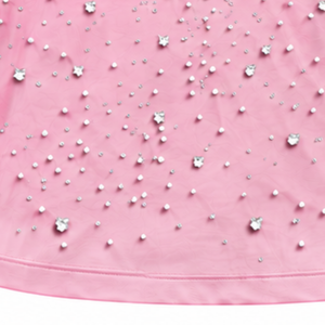 Camiseta Unisex Rosa Claro con Cuentas de Perlas, Cuello Redondo, Manga Corta, Decorada con Perlas, para Ropa Urbana y Casual Diaria - Product Image 6